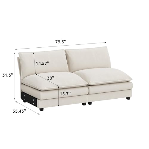 Homall 119" Modular Sectional Sofa with Reversible Ottoman, Light Grey V97154