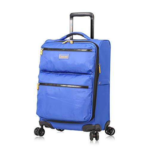 Lucas Ultra Lightweight Carry On - Expandable Softside 20 Inch Luggage - Small Rolling Bag Fits Most Airline Compartments - Durable 8-Spinner Wheels Suitcase (Royal Blue)