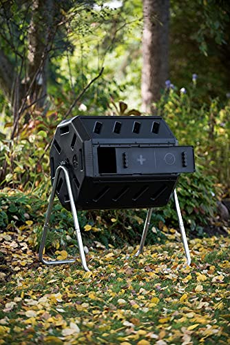 FCMP Outdoor IM4000 Dual Chamber Tumbling Composter, 37 Gallon, Black W19586