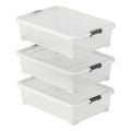 Morcte 50 Quart Clear Plastic Under Bed Storage Box, 3-Pack Under Bed Storage Containers on Wheels