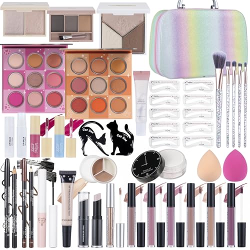Makeup Gift Set for Women with Eyeshadow, Brushes & Lip Gloss X93393