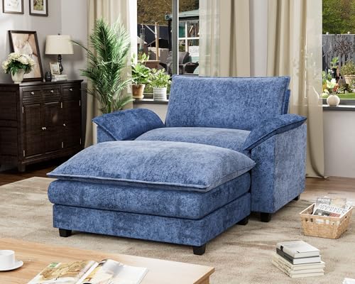 Homall 119" Modular Sectional Sofa with Reversible Ottoman, Light Grey V97154