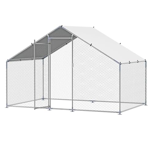 VEVOR Large Metal Chicken Coop with Run, Walk-in Outdoor Poultry Pen W388