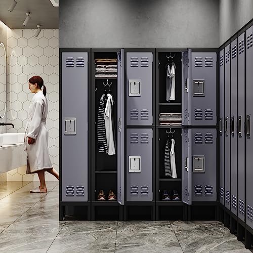 Letaya Metal Lockers 5 Doors 66" Tall Steel Storage Cabinet Gray G40479