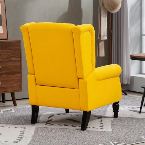 HOMCOM Mid-Century Modern High Wingback Accent Chair with Wood Legs, Dark Brown V59069