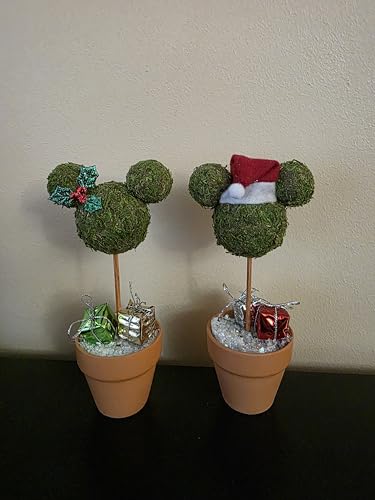 Minnie & Mickey Seasonal Topiary Set, 6 inch, Fall Decor N920