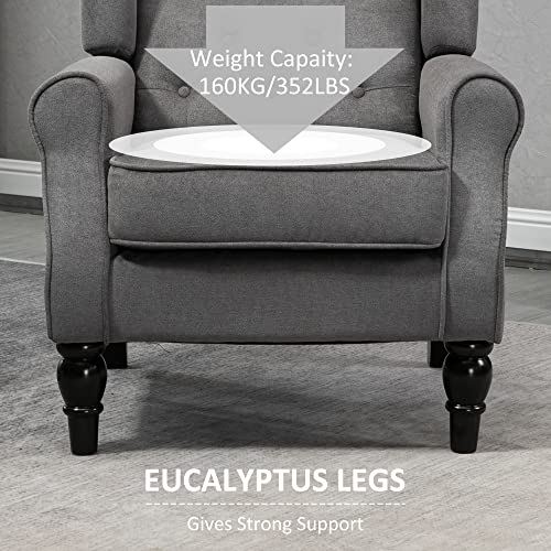 HOMCOM Mid-Century Modern High Wingback Accent Chair with Wood Legs, Dark Brown V59069
