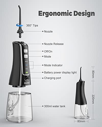 Nicefeel Cordless Water Flosser 300ML Portable Oral Irrigator IPX7 Waterproof D5811