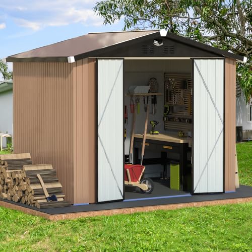 Metal Storage Shed 10x12 Outdoor Building with Lockable Doors T60989