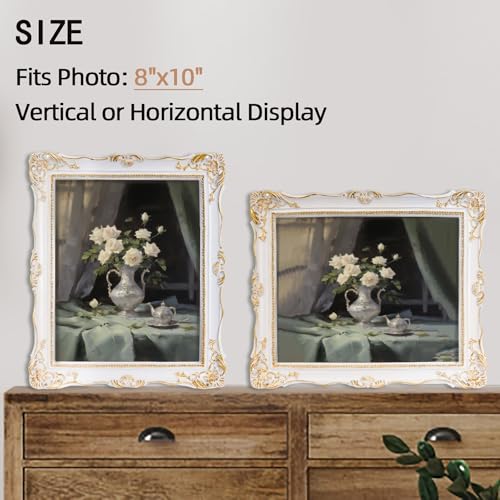 Vintage 8x10 Picture Frame with Glass Front, Antique Retro Photo Frame for Wall or Tabletop, Silver N745