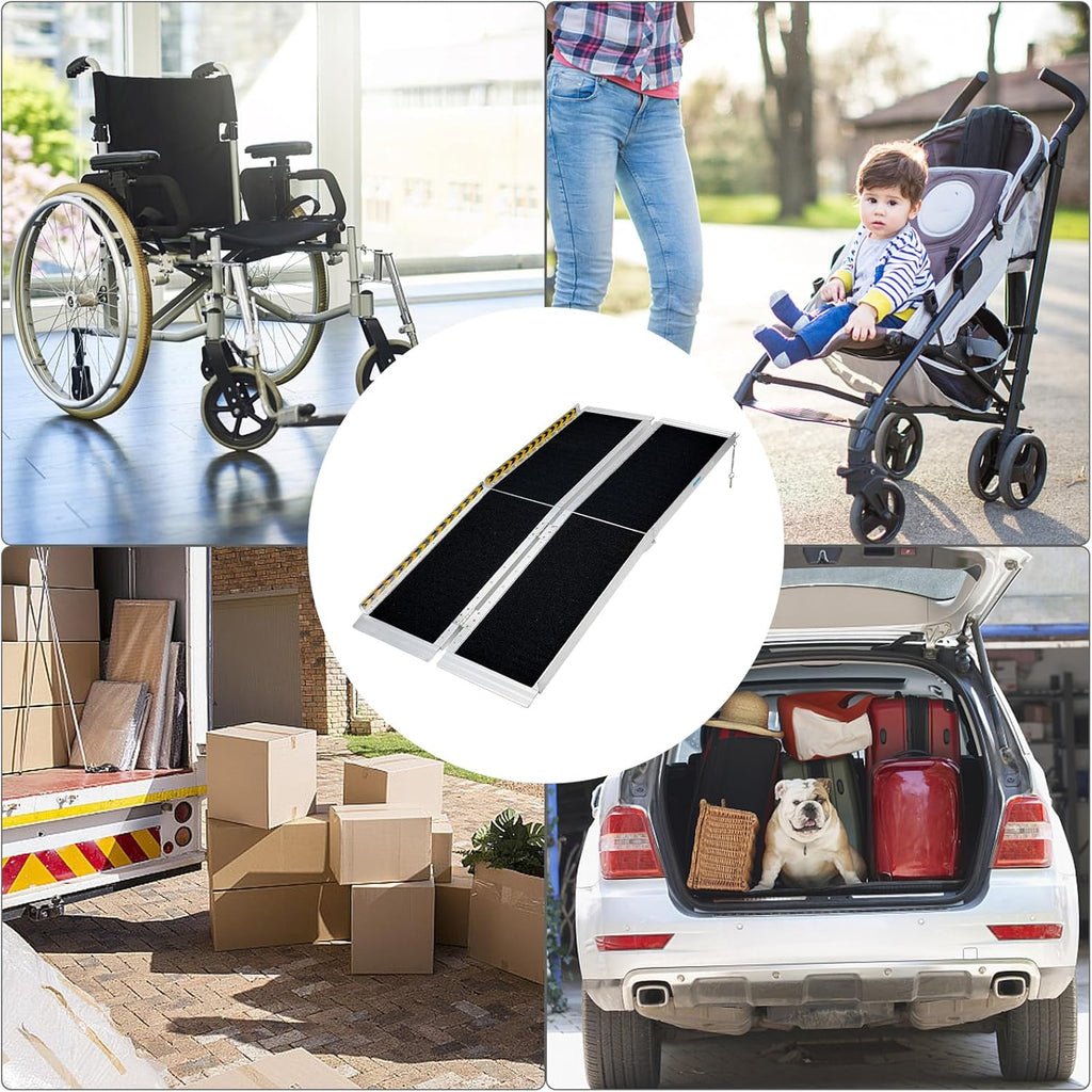 AutoForever 5FT Non-Slip Aluminum Folding Wheelchair Ramp O73549