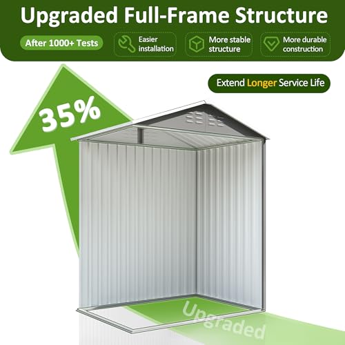 10x10 FT Outdoor Metal Storage Shed with Lockable Doors, Grey Q804763