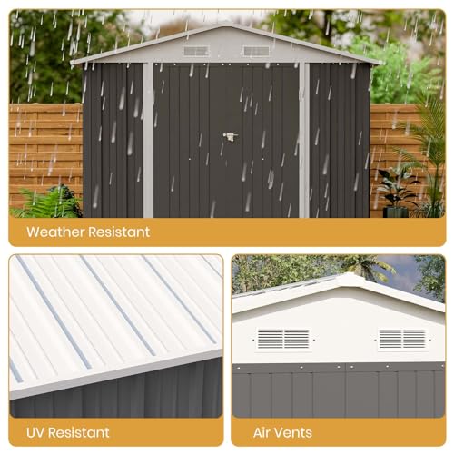 Patiowell 5x3 FT Outdoor Storage Shed with Sloping Roof and Lockable Door, Brown L4971
