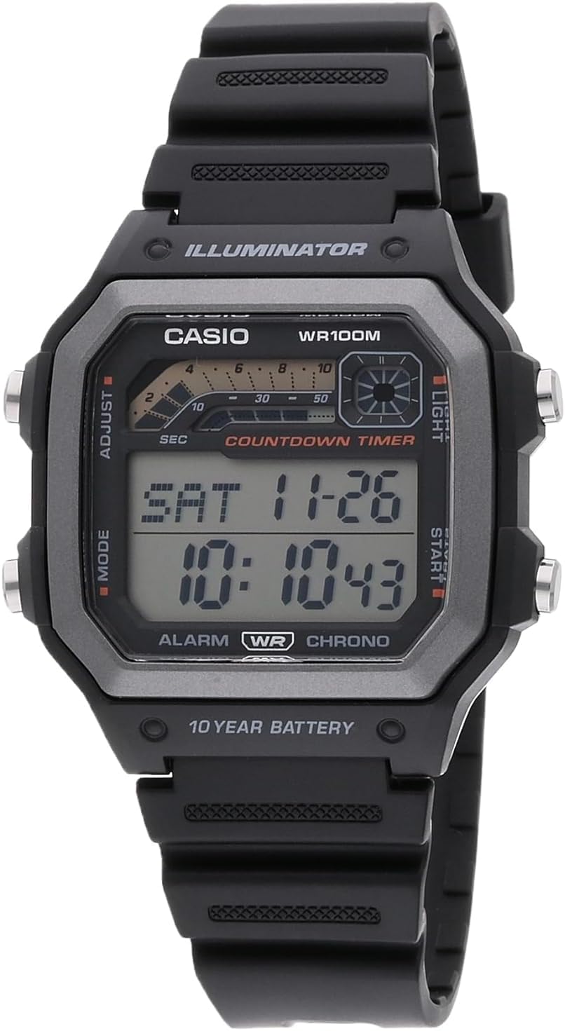 Casio Illuminator 10-Year Battery Countdown Timer Alarm Chronograph Men's Watch WS1600H-1AV