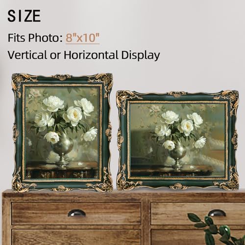 Vintage 8x10 Picture Frame with Glass Front, Antique Retro Photo Frame for Wall or Tabletop, Silver N745