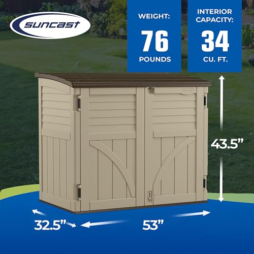 Suncast Horizontal Shed, Compact Outdoor Storage, 34 Cu. Ft., Sand & Slate Q165