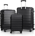 SUPER DEAL Black Luggage Set 3 Piece Hardside Expandable Luggage with Spinner Wheels Hardshell Lightweight Durable Suitcases Travel Carry Ons, 21/26/30 inch