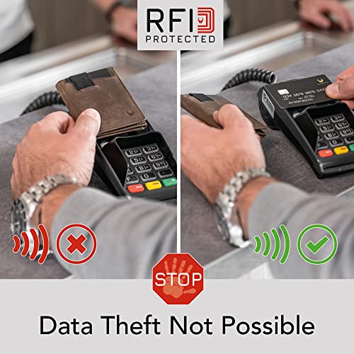 DONBOLSO Slim Wallet with RFID Protection Genuine Leather Card Holder K8393