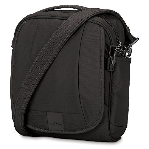 Pacsafe unisex adult 7 Liter Crossbody / - Fits Inch Tablet for Women & Men Metrosafe LS200 Anti Theft Shoulder Bag Color Black 30420100, Black, One Size US