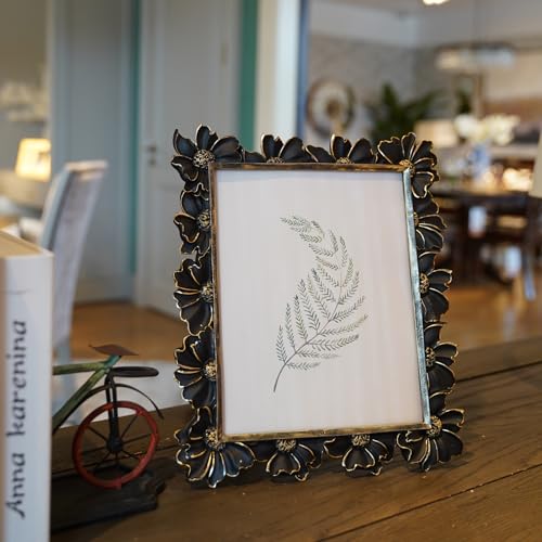 Vintage Picture Frame 8x10 Antique Black Ornate for Tabletop and Wall U180