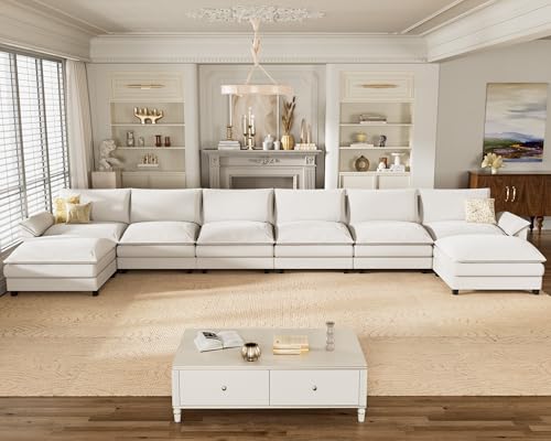 Homall 119" Modular Sectional Sofa with Reversible Ottoman, Light Grey V97154
