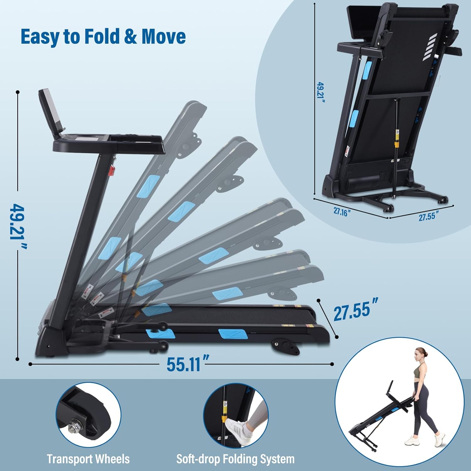 Treadmill for Home, 350 lbs Capacity, 3.0HP with Incline K82388