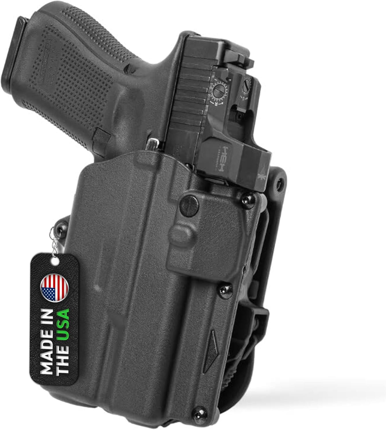 Alien Gear Glock 19 Level 2 Holster - Retention Slim OWB, Glock 19/19X/45 w/Light, Advanced Tactical Design - Compact Duty Carry- Black Locking Holster Slide Duty Holster - Right-Handed