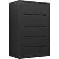 6 Drawer Dresser for Bedroom, Tall Black Chest of Drawers X4524