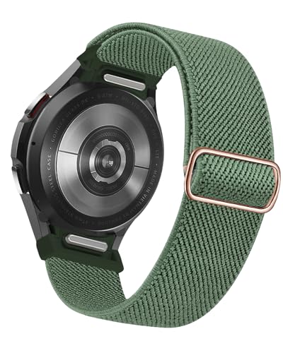 One Click No Gap Stretch Watch Band Compatible with Samsung Galaxy Watch 7/6/5/4 40m 44mm/Galaxy Watch 6 Classic 43mm 47mm/Watch 5 Pro 45mm/Watch 4 Classic 42mm 46mm, 20mm Elastic Nylon Sport Loop Strap for Women & Men