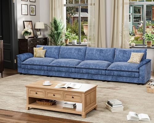 Homall 119" Modular Sectional Sofa with Reversible Ottoman, Light Grey V97154