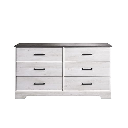 Prepac Rustic Ridge Farmhouse 6-Drawer Double Dresser, Brown X6434