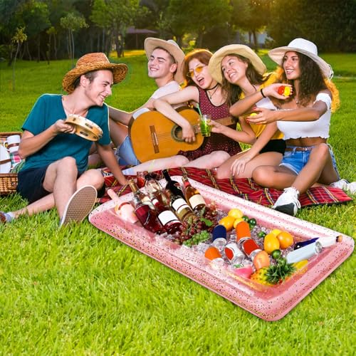 Poen 4 Pcs Inflatable Serving Bar Food Cooler Buffet with Glittering Confetti G395