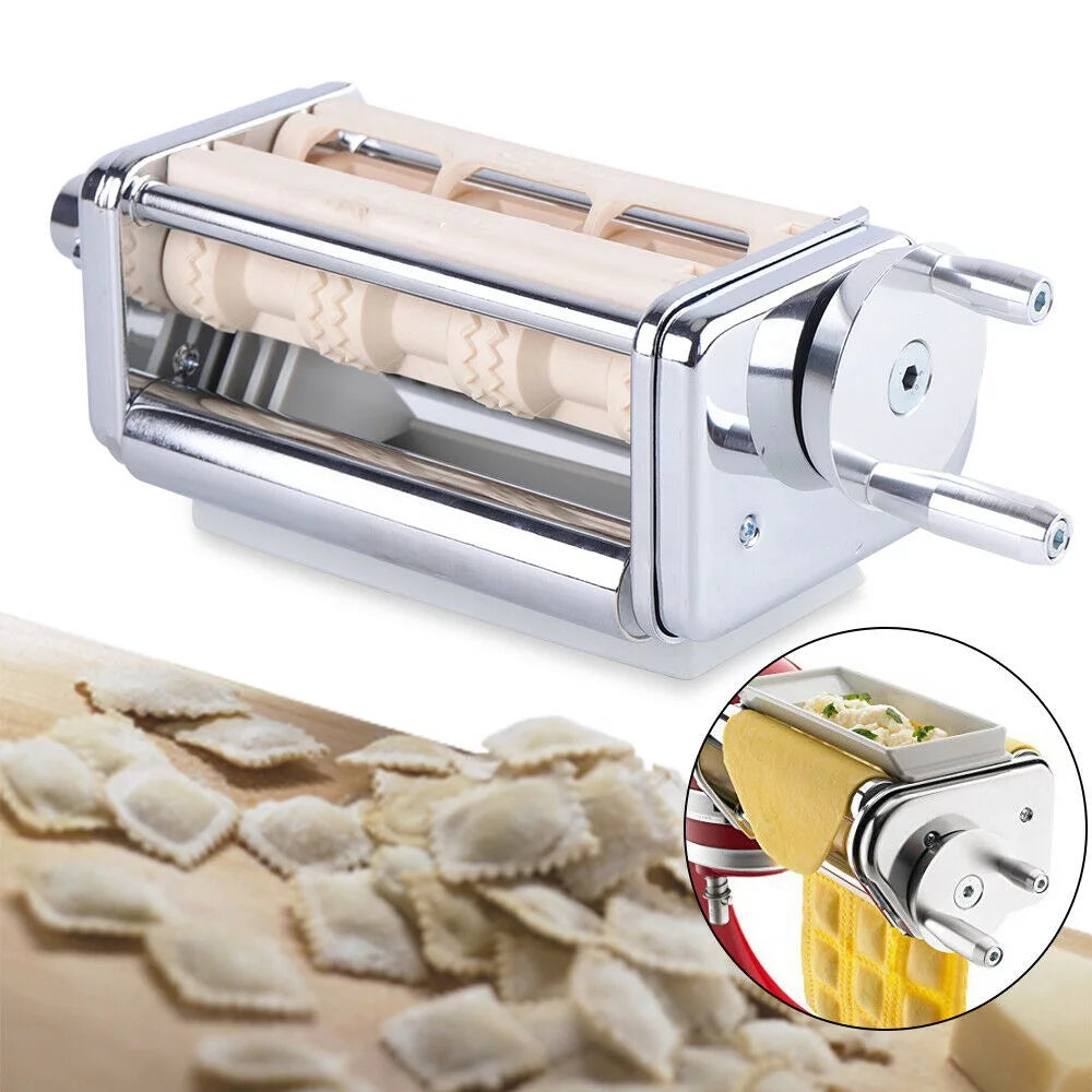 ZhdnBhnos Kitchen Pasta Roller Cutter Ravioli Maker Stand Mixer Attachment Stainless Steel C104560