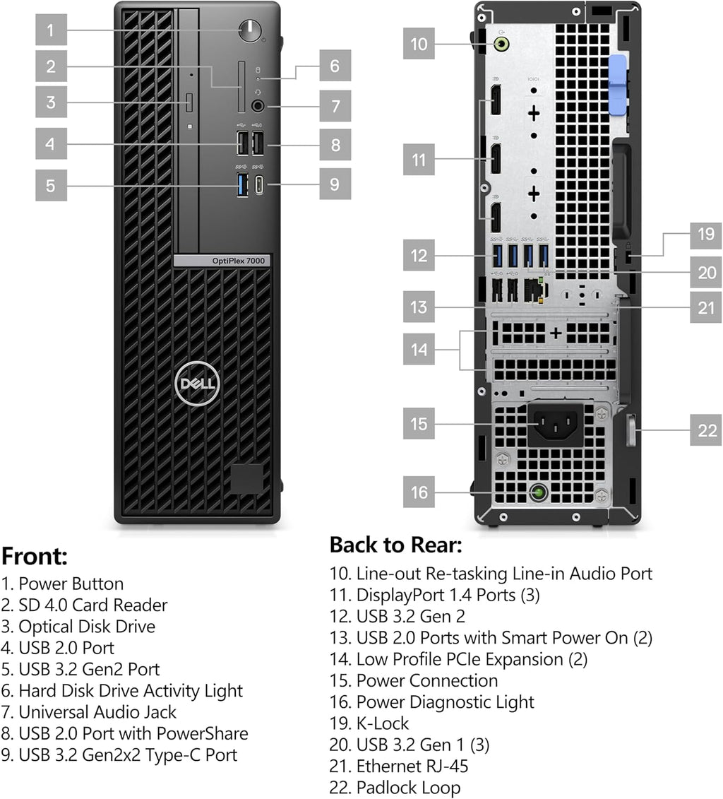 Dell OptiPlex 7000 SFF Desktop Computer, Intel Core i7-12700, 32GB RAM, 1TB SSD, Windows 11 Pro B2779
