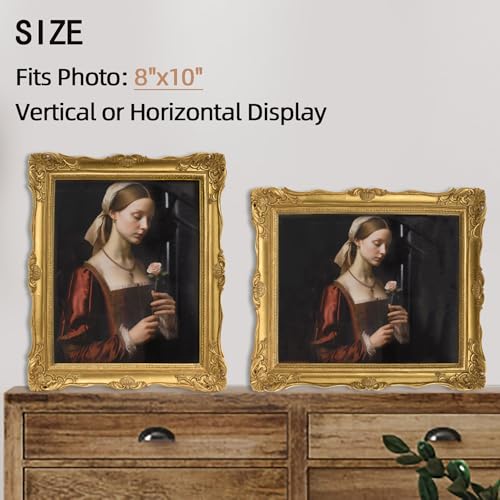 Vintage 8x10 Picture Frame with Glass Front, Antique Retro Photo Frame for Wall or Tabletop, Silver N745