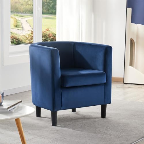 Yaheetech Velvet Accent Chair, Modern Upholstered Barrel Chair, Olive Green J55628