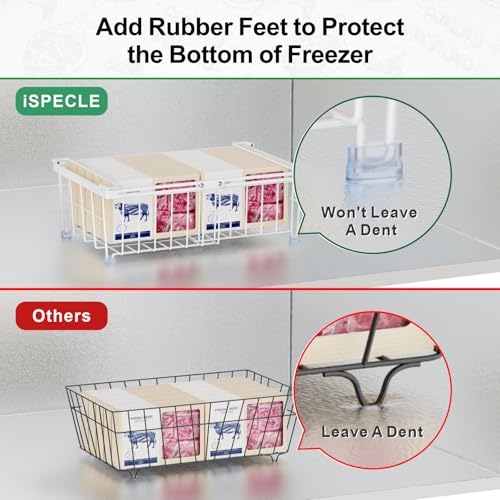 iSPECLE Freezer Organizer Bins 2 Pack, Expandable Stackable for Chest Freezer, Black R10570