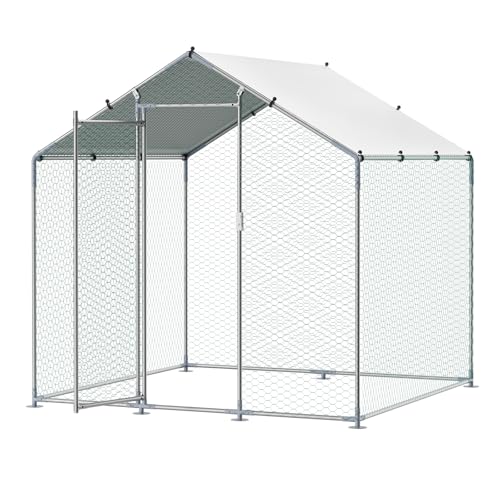VEVOR Large Metal Chicken Coop with Run, Walk-in Outdoor Poultry Pen W388