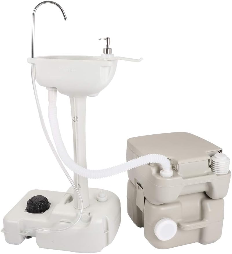 Portable Sink and Toilet Combo with 5 Gal Hand Washing Station T131099