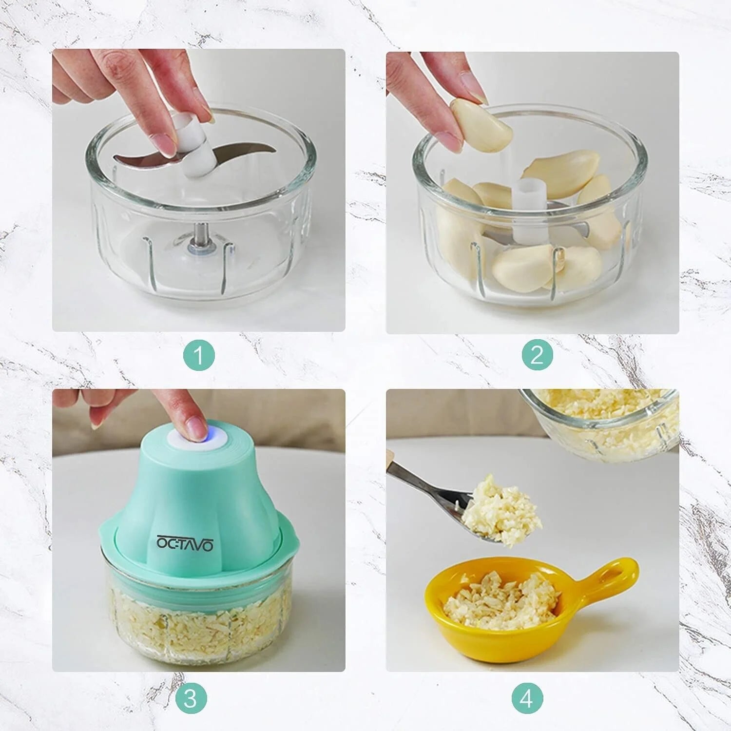 Mini Garlic Onion Baby Food Chopper Cordless Food Processor with Glass Bowl G3271