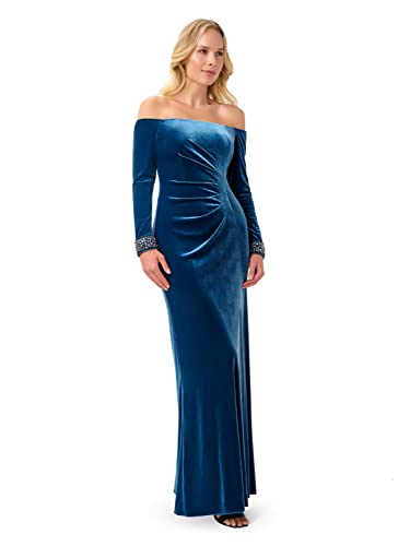 Adrianna Papell Women's Velvet Off Shoulder Gown P3347