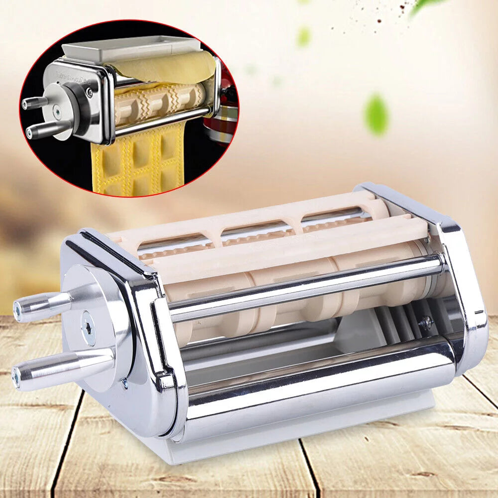 ZhdnBhnos Kitchen Pasta Roller Cutter Ravioli Maker Stand Mixer Attachment Stainless Steel C104560