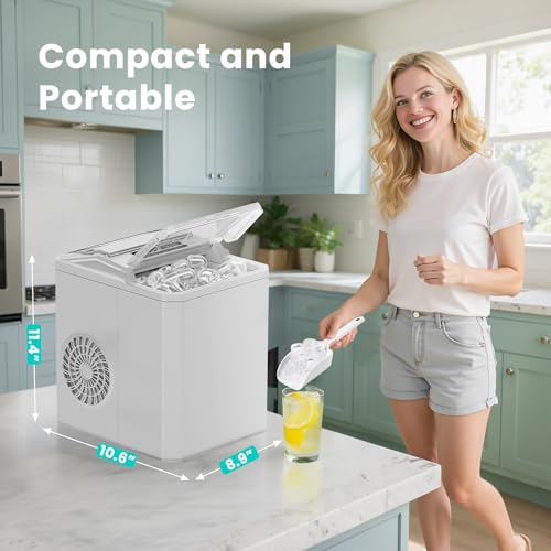 OLIXIS Nugget Ice Maker Machine, Countertop Portable with Basket and Scoop, White W12772