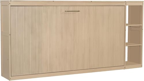 Full Murphy Bed with Storage Shelves, White Z979