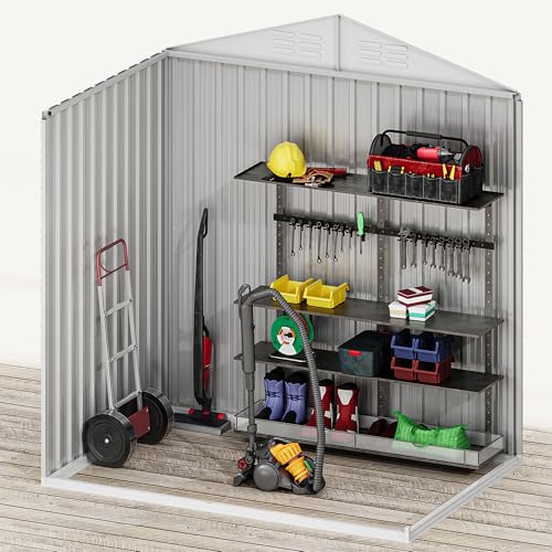 DWVO 6x4ft Metal Storage Shed for Outdoors, Dark Gray T6985