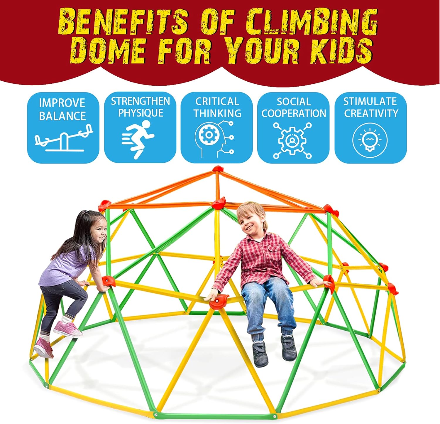 Climbing Dome 10FT Climber for Kids 3-10 Outdoor Jungle Gym N1760