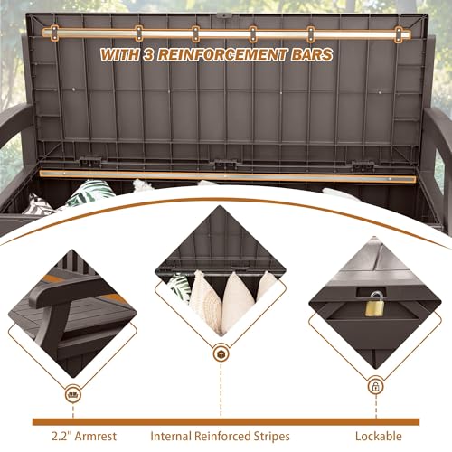 Devoko 80 Gallon Lockable Storage Bench Deck Box for Patio, Black Z966662