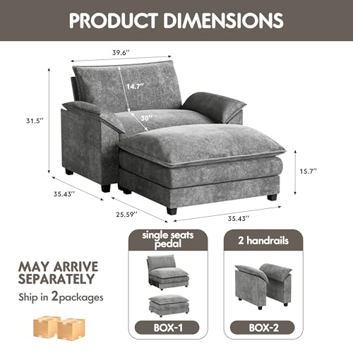 Homall 119" Modular Sectional Sofa with Reversible Ottoman, Light Grey V97154
