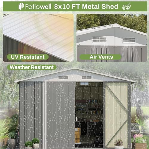 Patiowell 3 x 3 FT Outdoor Storage Shed with Sloping Roof, Grey F27529