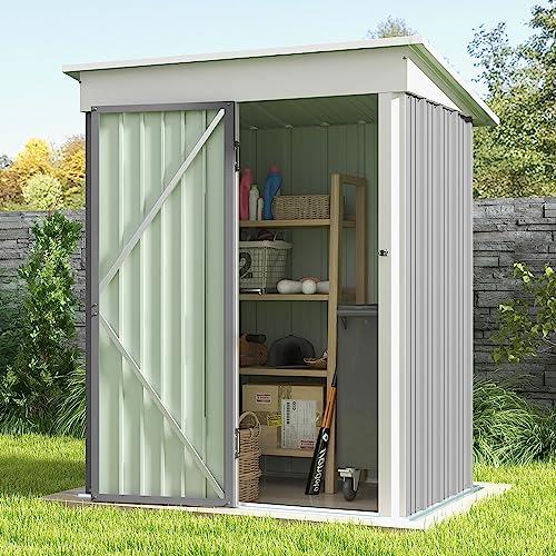 Patiowell 5x3 FT Outdoor Storage Shed with Sloping Roof and Lockable Door, Brown L4971